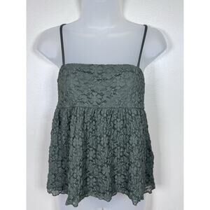 Faded Rose Womens Y2K Lace Babydoll Top Size S Stretch Mesh Spaghetti Straps